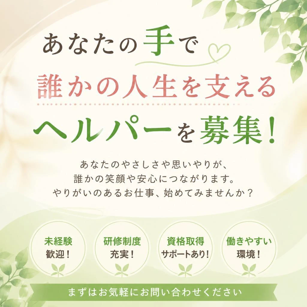 あなたの手で誰かの人生を支えるヘルパーを募集！