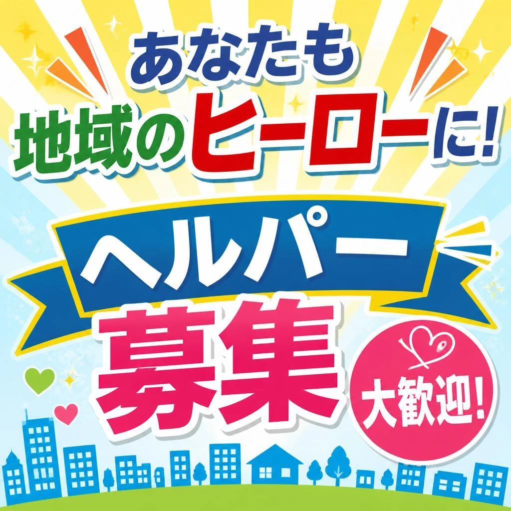 あなたも地域のヒーローに！ヘルパー募集、大歓迎！